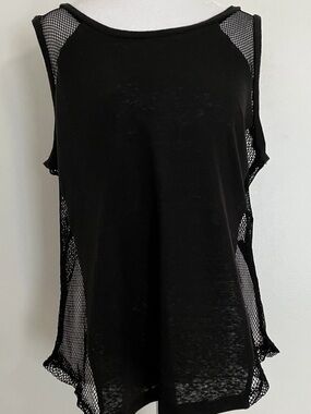Sleeveless Side Mesh Top Women’s Medium Black Punk Grunge Sporty NWT
